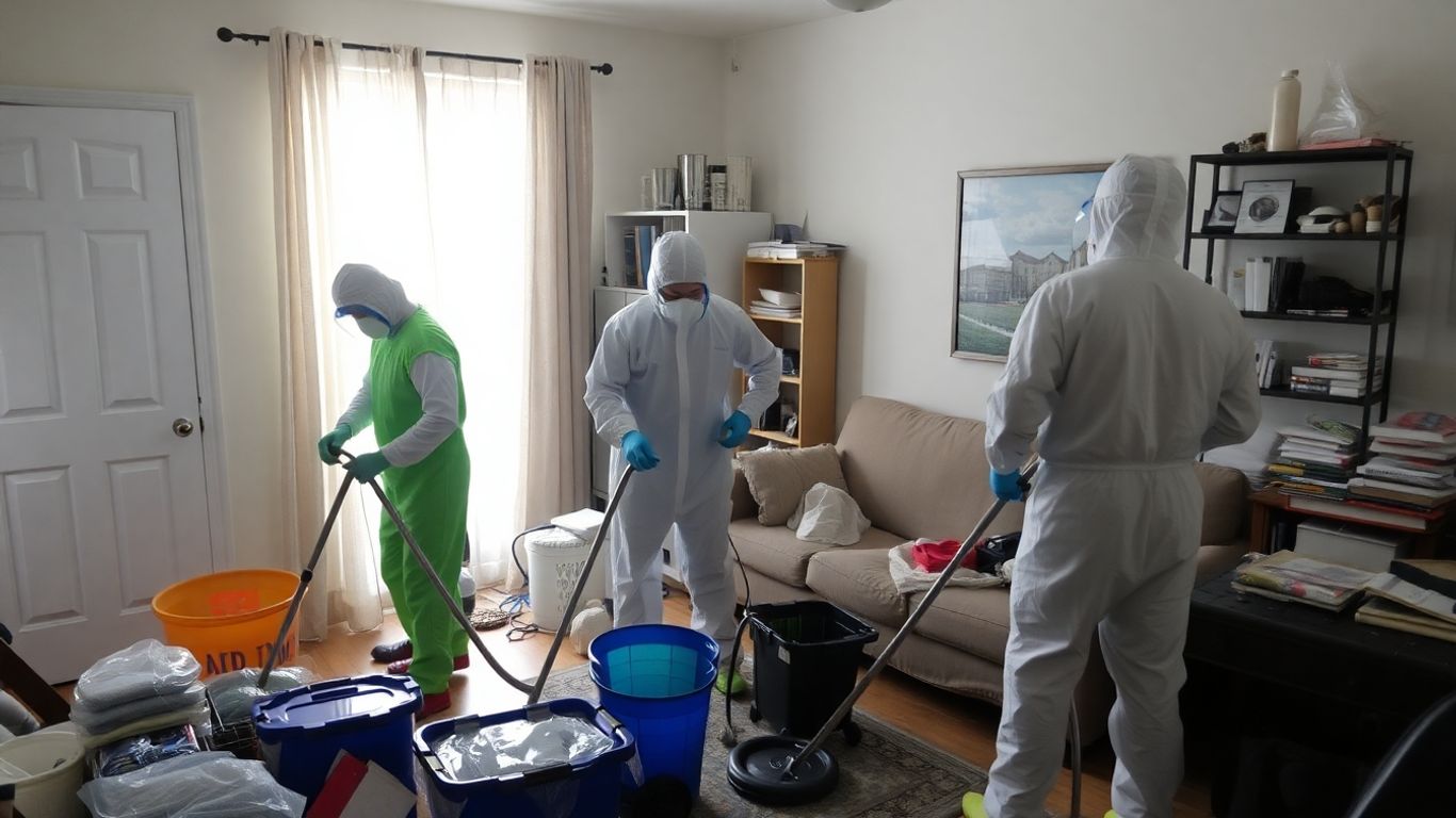 Extreme Cleaning Services Ottawa team performing deep cleaning in a cluttered home